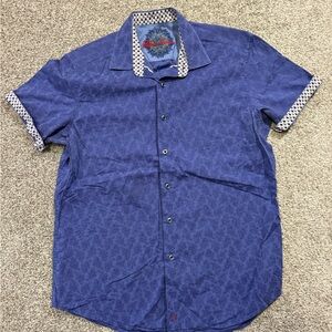 Robert Graham Blue Button Down Shirt with turn out cuffs